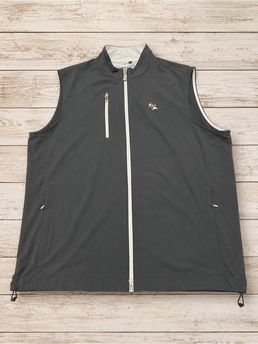 Peter Millar Charcoal Golf Vest with White Zipper Trim